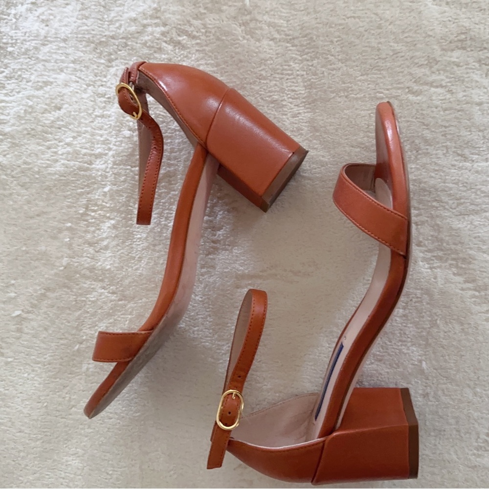 Stuart Weitzman Brown Leather Simple Ankle Strap … - image 3